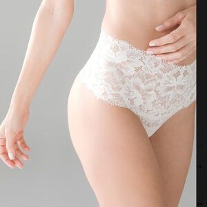 Soma Ivory Retro High-Waist Thong Panty With Signature Lace NWT XXL